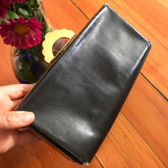 evans Handbags - Art Deco Vintage Evans clutch/purse Black Leather